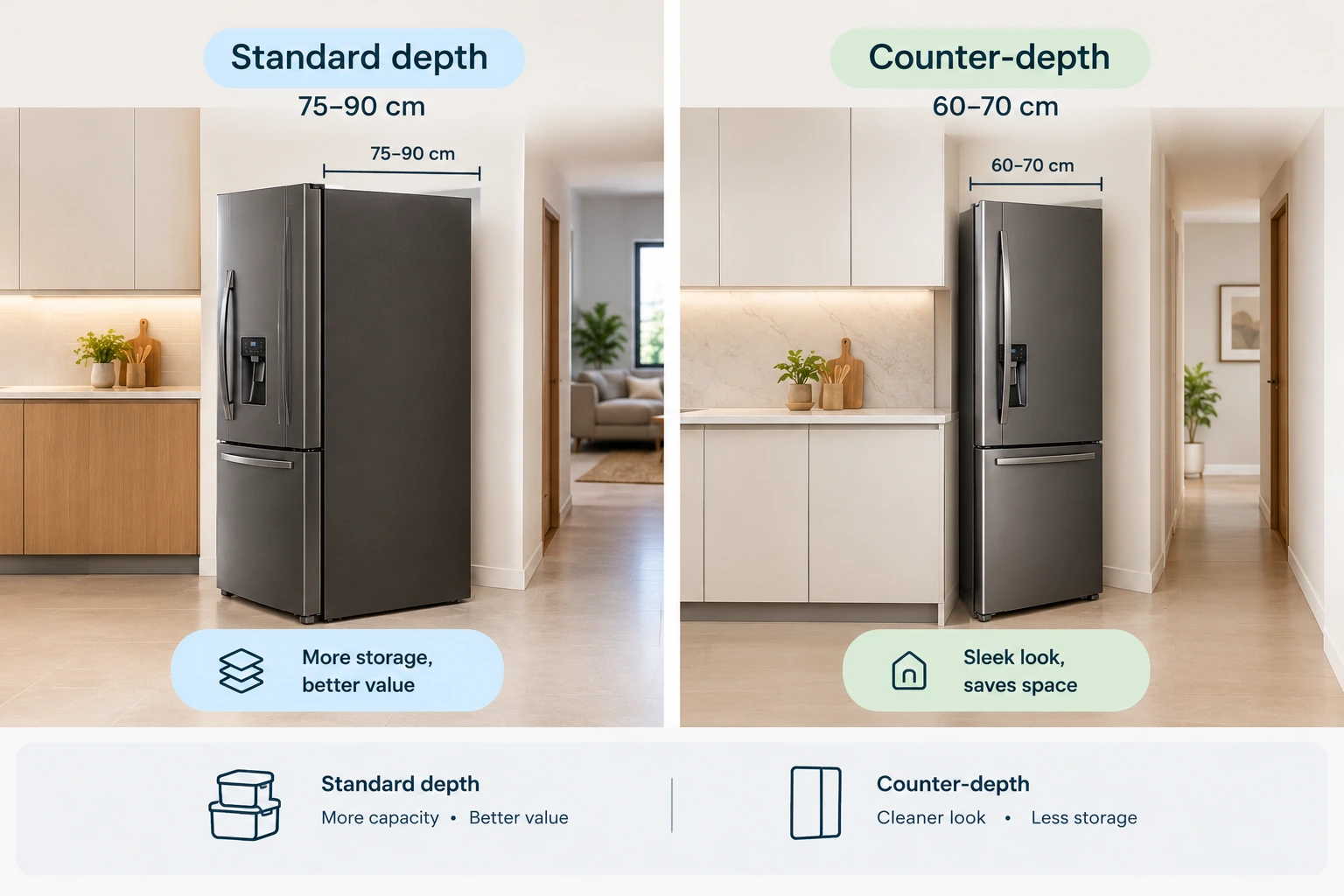 Standard depth vs counter depth refrigerator
