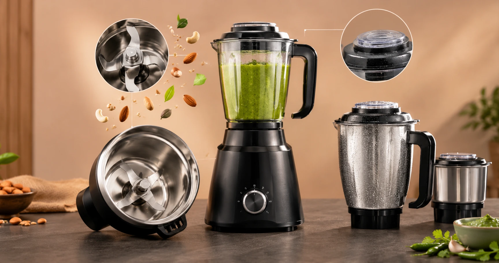 Mixer grinder jar design and blade shape